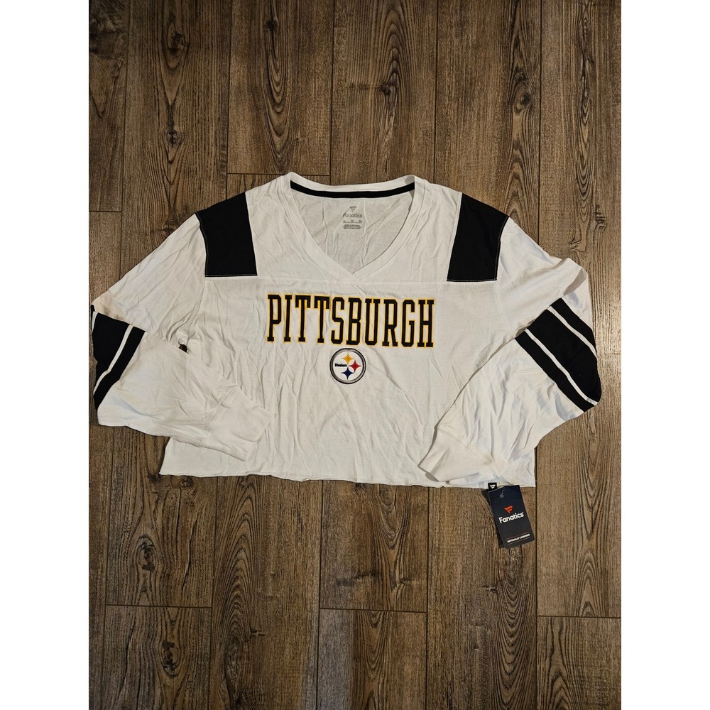 Pittsburgh Steelers Fanatics Women's Cropped Long Sleeve T Shirt Size XL
